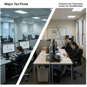大手税理士法人vs中小事務所：資格なしスタッフの待遇とキャリア比較
